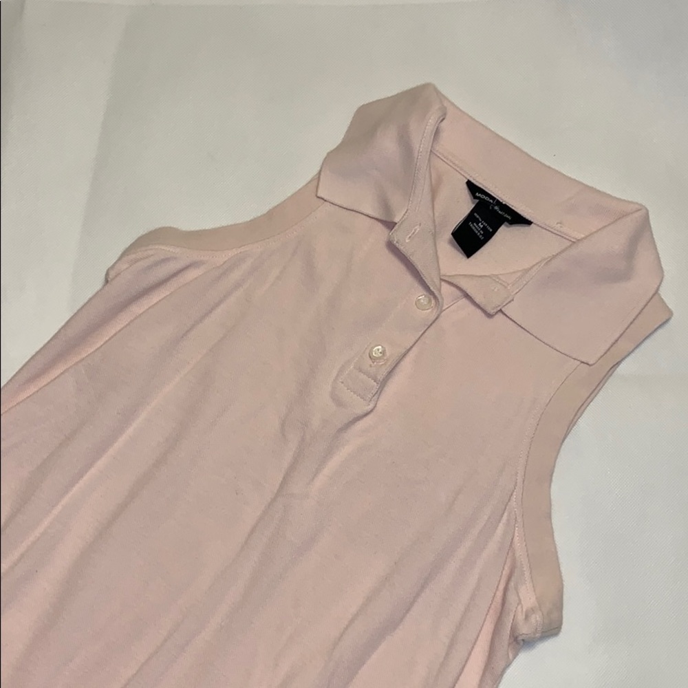 Sleeveless Polo shirt Knit Dress - pale pink